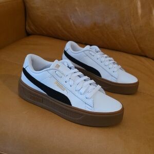 Puma White Sneakers with Black and Gum Accents
